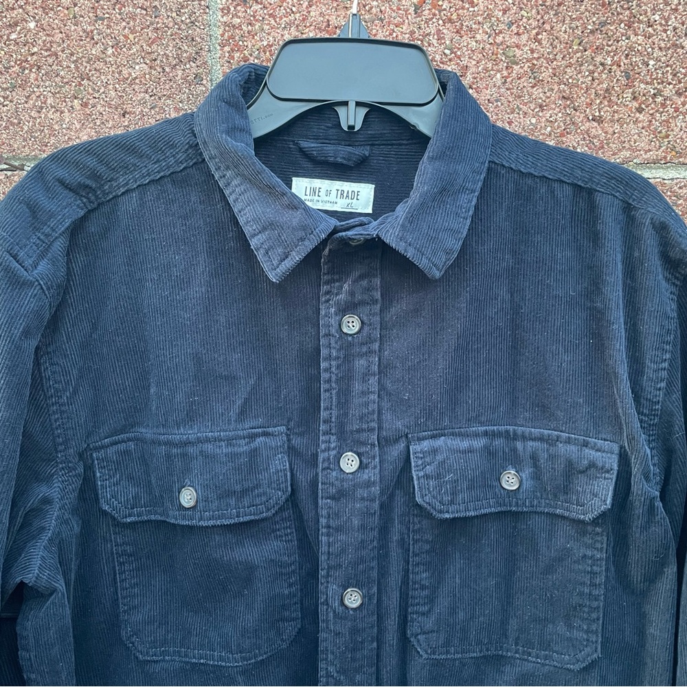 Line of Trade Mens Work shirt Casual Button Down Corduroy Double Elbow XL Navy - Picture 10 of 12